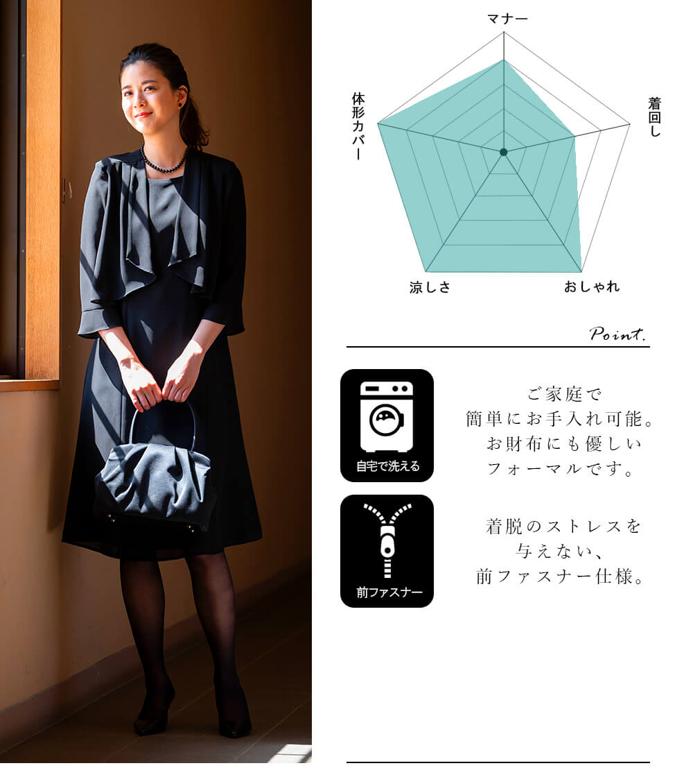 夏に着る夏用(サマー)ブラックフォーマル30代(喪服礼服)ブラックフォーマル40代(喪服礼服)ワンピース